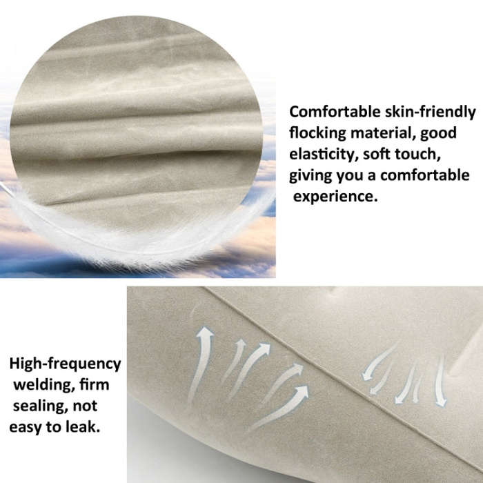 Press Inflatable Lumbar Pillow Portable Travel Flocking Pillow Chair Back Support