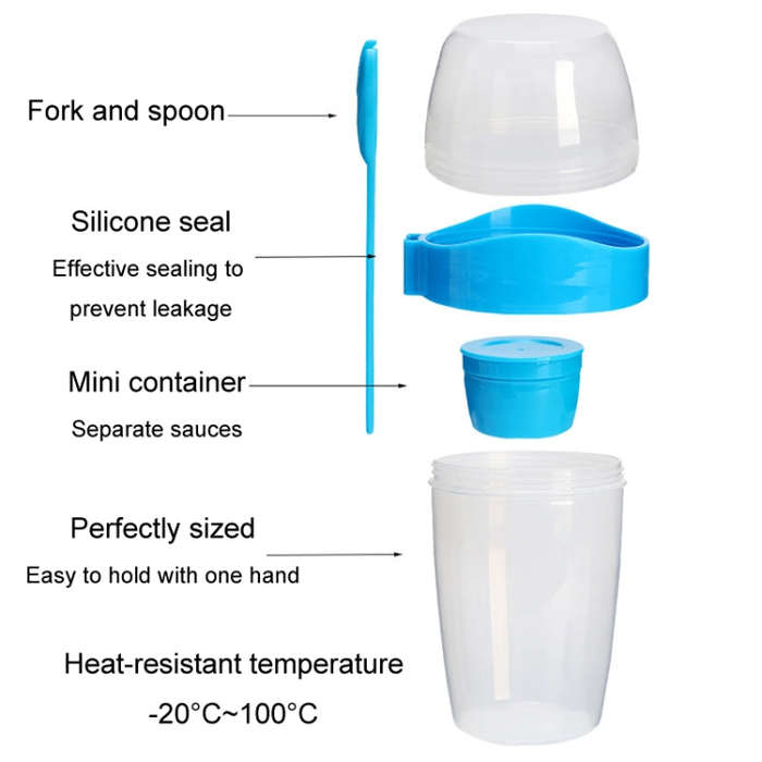 870ml Portable Salad Cup With Lid And Fork Breakfast Cup Sealed Leak-Proof Food Cup(Red)