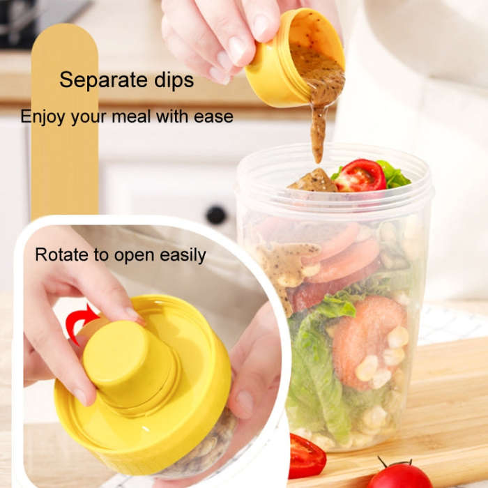 1070ml Portable Salad Cup With Lid And Fork Breakfast Cup Sealed Leak-Proof Food Cup(Blue)