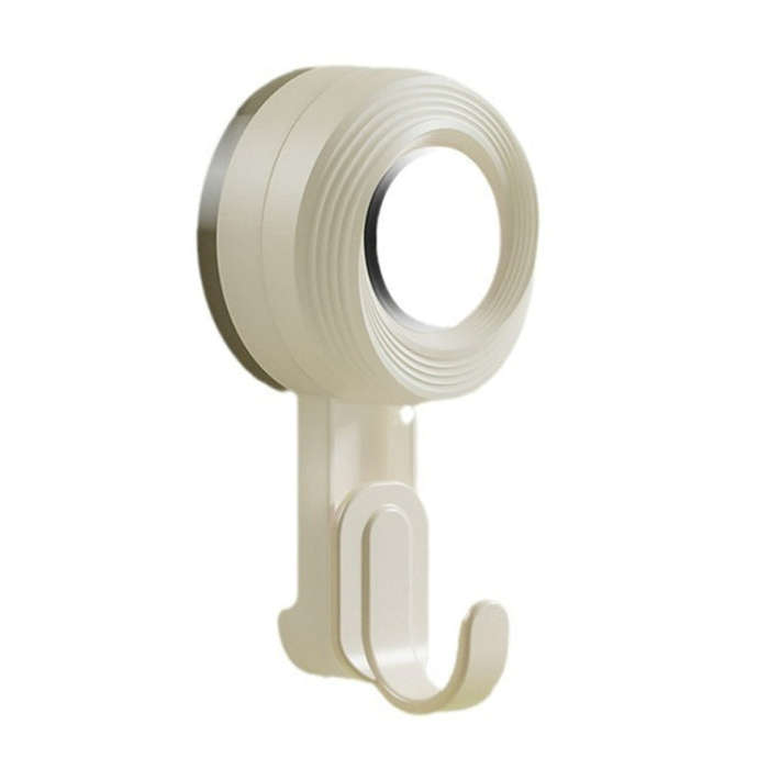 Rotating Suction Cup Hook Wall Mounted Towel Sucker Hooks Reusable Shower Hanger(Cream)