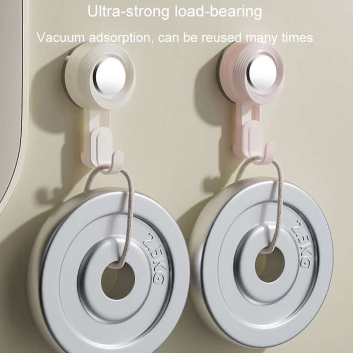 Rotating Suction Cup Hook Wall Mounted Towel Sucker Hooks Reusable Shower Hanger(Pink)