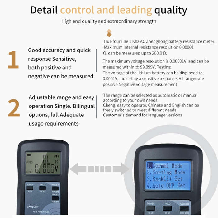NiMH Lead-acid Button 100V Lithium Battery Bottle Internal Resistance Tester(YR1035+)