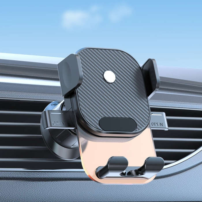 Car Suction Cup Dashboard Automatic Lock Mobile Phone Holder, Style: Orange Air Outlet