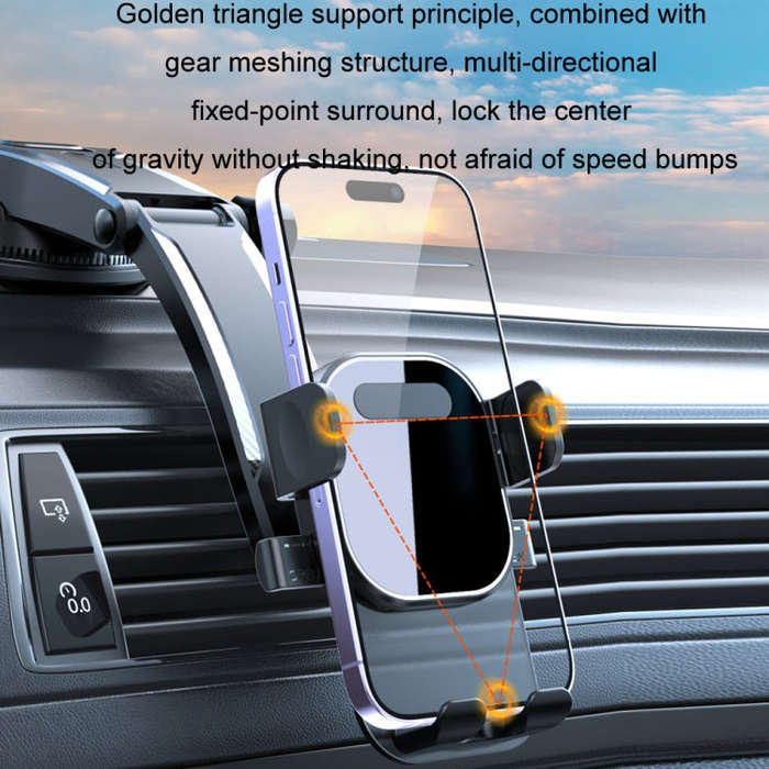 Car Suction Cup Dashboard Automatic Lock Mobile Phone Holder, Style: Brushed Waterfall Base