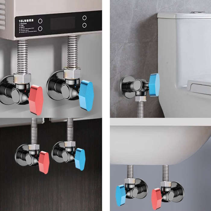 Copper High Flow 4-point Ball Valve Hot Cold Water Gas Water Heater Full Open Triangle Valve, Col...