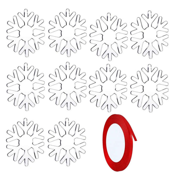 10pcs Clear Acrylic Christmas Decoration Hangers DIY Blank Xmas Tree Ornament With Rope, Style: S...