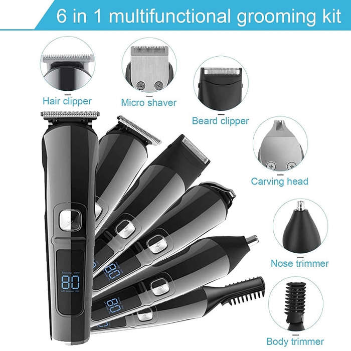 6 in 1 Men Waterproof Electric Hair Trimmer Kit Nose Trimmer, Mustache Trimmer Body Shaver 8788