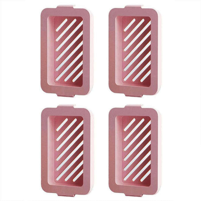 4pcs /Pack Multifunctional High Elastic Mesh Anti-slip Drain Foaming Soap Box(Pink)