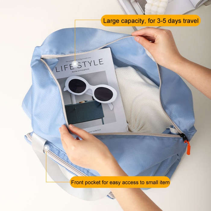 Folding Travel Bag Large Capacity Gym Rucksack Portable Luggage Clothes Storage Bag(Blue)