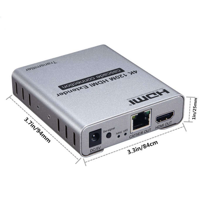 HDMI Single Cable 120m Transmitter / Receiver Extender 4K HD Transmitter UK Plug(Gray)