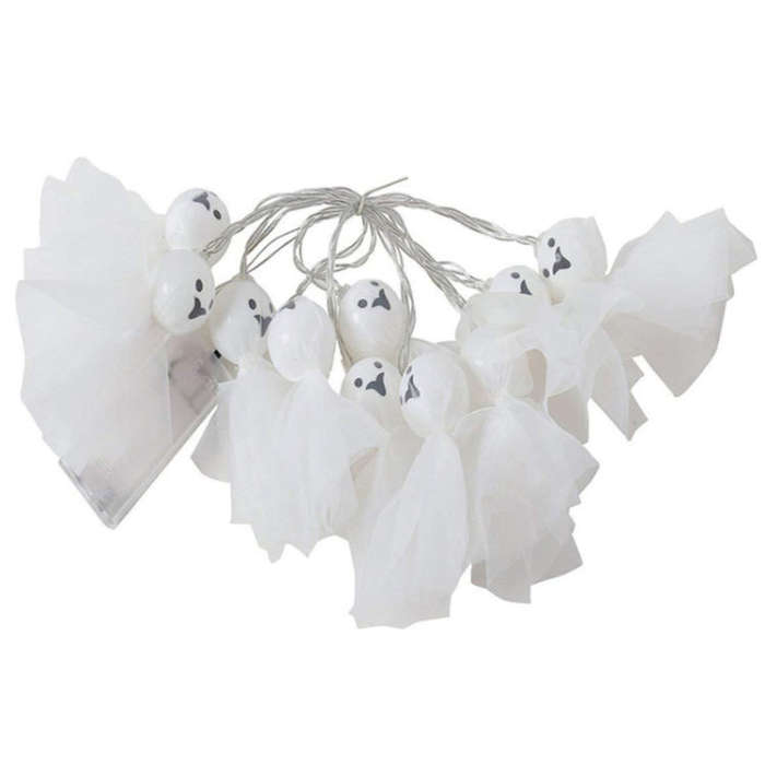 Halloween Fabric Ghost String Lights LED Scary Ghost Festival Indoor Decoration Ambient Lamp, Col...