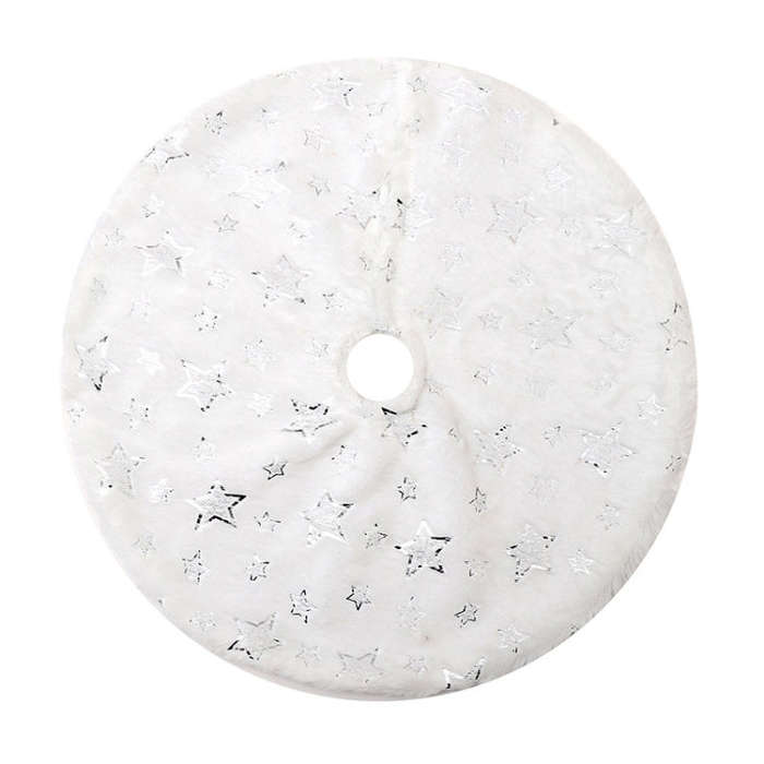 40cm Christmas Tree Skirt Mat Christmas Tree Bottom Foot Carpet Party Decoration(Silver Pentagram)