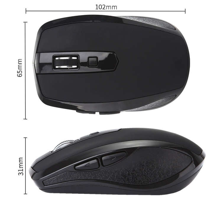 6-Keys Type-C/USB-C Laptop Office Game Silent Wireless Mouse(Black)