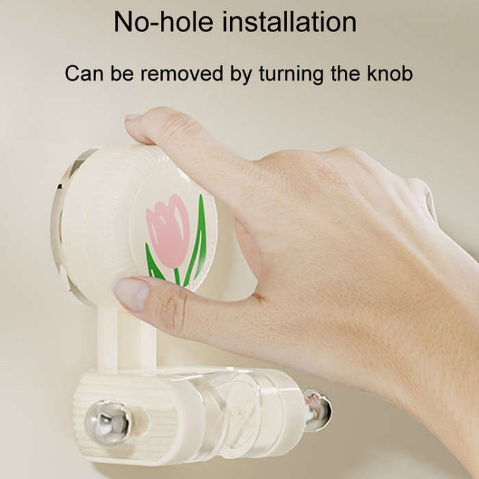 Bathroom No-Punch Suction Cup Showerhead Holder Tulip Shower Hanger(Pink)