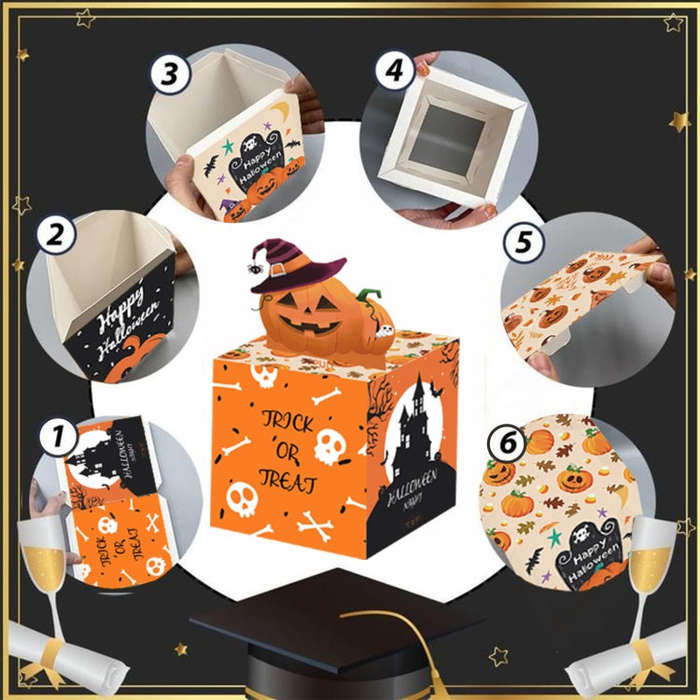 Halloween Money Box for Cash Gift Pull DIY Fun Holiday Cash Box Include 50pcs Transparent Bags