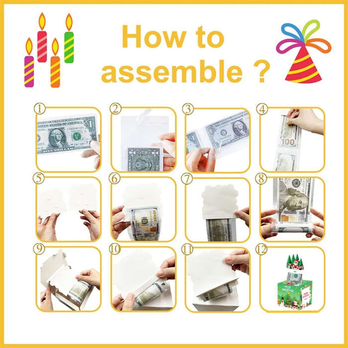 Halloween Money Box for Cash Gift Pull DIY Fun Holiday Cash Box Include 50pcs Transparent Bags