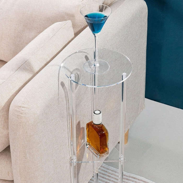 3 Layer Acrylic Round Table Bedroom Living Room Wine Table(130)