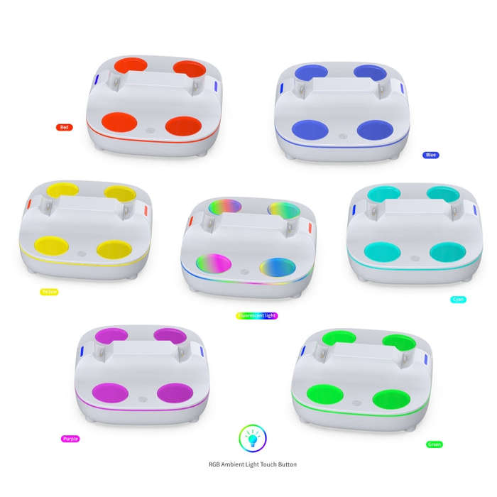 For PS5 Controller Dual Charger Charging Stand Docking Station With RGB Ambient Light(White)
