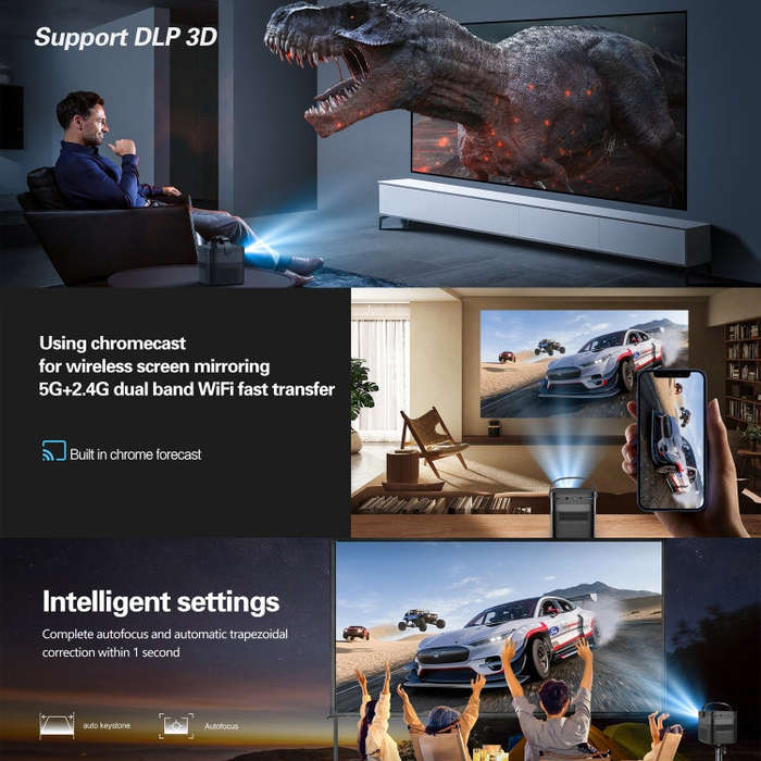 TOUMEI M2 Built-In Large Capacity Battery Outdoor Projector Handheld Portable Projection UK Plug