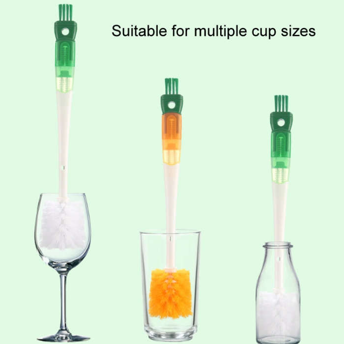 5 In 1 Multifunctional Cup Brush Long Carrot Washing Bottle Cup Lid Groove Cleaning Brush(Green)