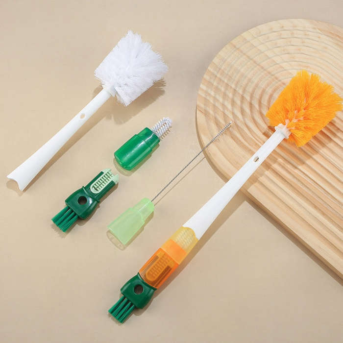 5 In 1 Multifunctional Cup Brush Long Carrot Washing Bottle Cup Lid Groove Cleaning Brush(Green)