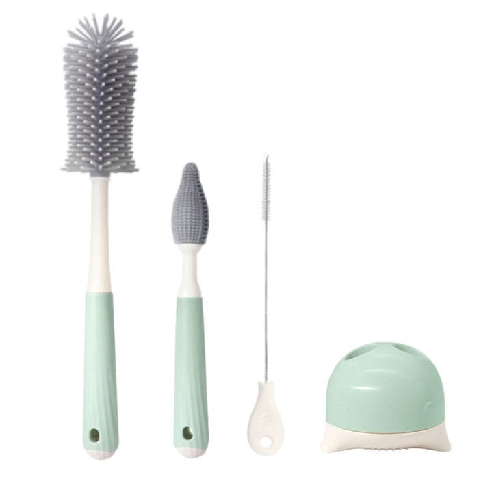 Silicone Rotating Multifunction Cleaning Cup Brush Set Bottle Nipple Straw Cleaner Brush(Straight...