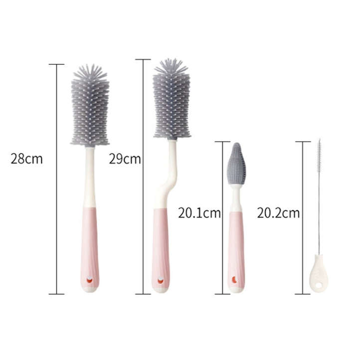 Silicone Rotating Multifunction Cleaning Cup Brush Set Bottle Nipple Straw Cleaner Brush(Straight...