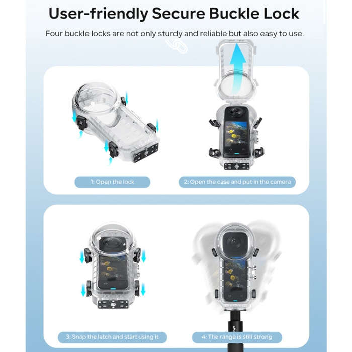 For Insta360 X4 aMagisn 50m Depth Waterproof Protective Case Quick Release Invisible Diving Cover