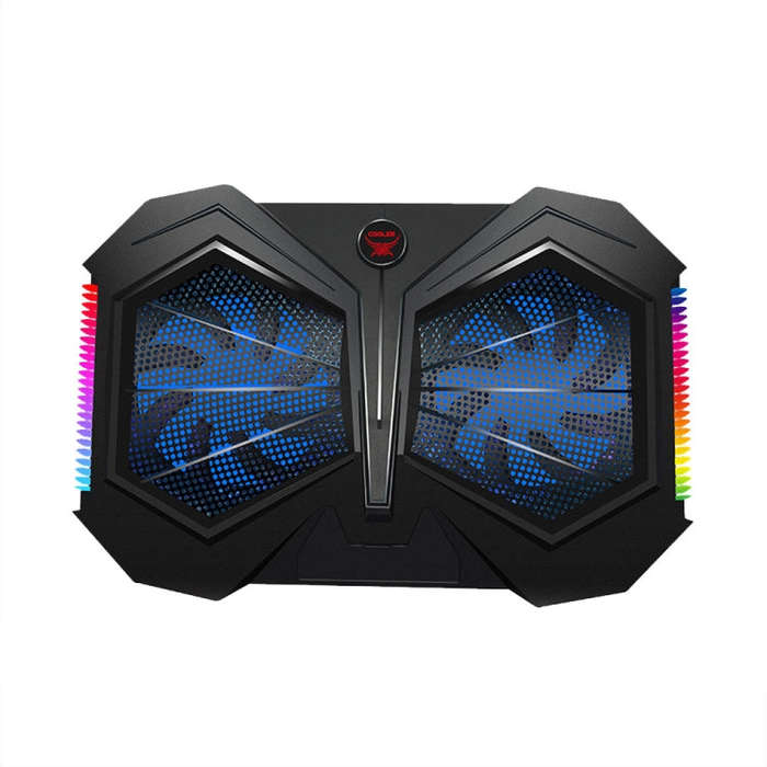 YL-017 2-Fans RGB Lighting Effect Silent Adjustable Speed Laptop Cooling Stand(Black)