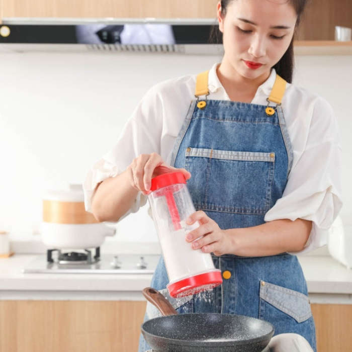 Home Handheld Rotary Flour Mixing Cup Kitchen Flour Sifter Baking Gadget(Black)