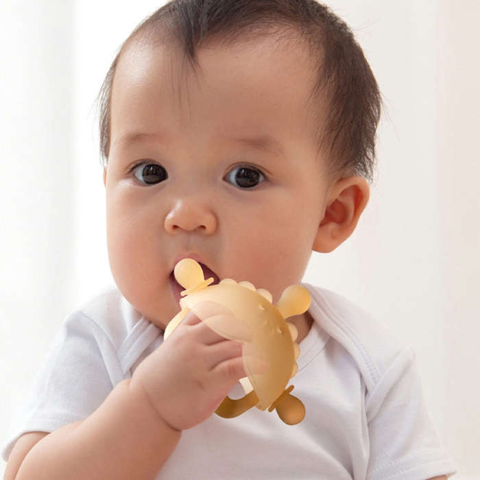 Baby Small Months Boiled Teething Toys Soothing Silicone Teether(Yellow)