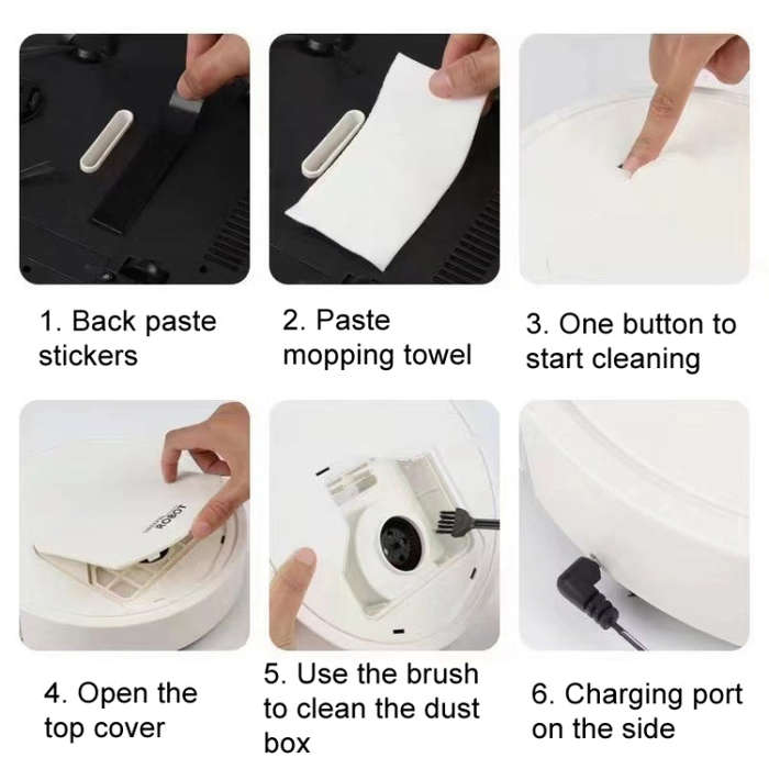 Automatic Smart Sweeping Robot Rechargeable Home 3 In 1 Floor Cleaner(Black)