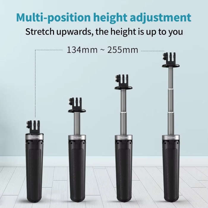 TELESIN  Universal Mini Desktop Selfie Tripod for Sports Camera 13.4-25.5cm Height Adjustable