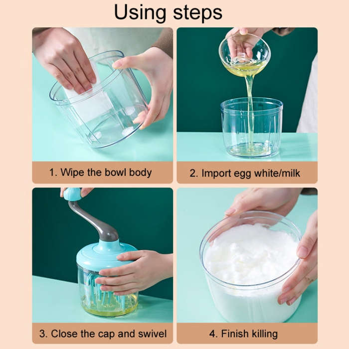 Home Baking Cream Whipper Kitchen Semi-Automatic Hand Egg Whisk Mixing Stick(Green)