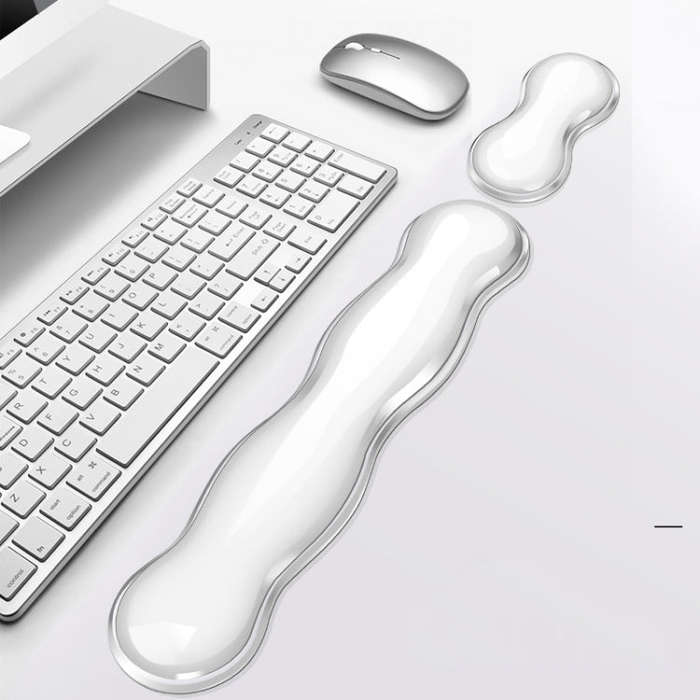 Cool Silicone Keyboard Wrist Rest Mouse Pad Relieve Wrist Fatigue, Spec: Large Transparent