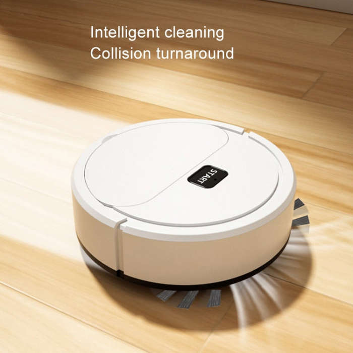 Automatic Mini Sweeping Robot Mopping Sweeping Suction 3 In 1 Cleaning Machine, Color: White Battery