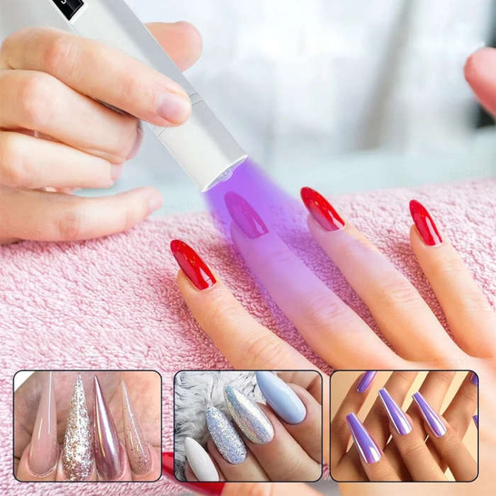 UV LED Nail Lamp Portable Retractable Nail Drying Light Mini Handheld Nail Dryer Lamp With Bracke...