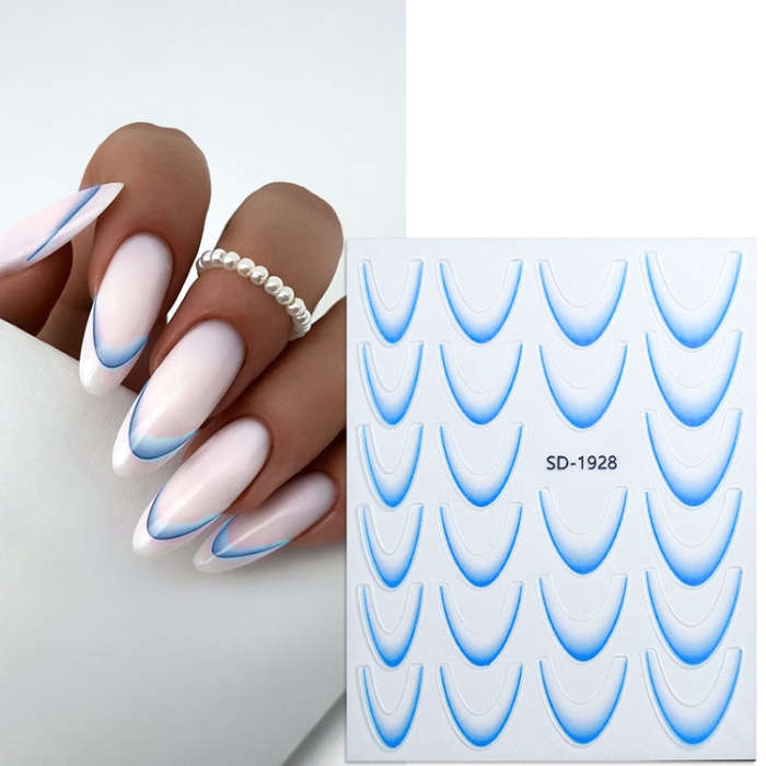 SD-1928 Line Nail Art Stickers Self-Adhesive Gradient Color French Manicure Stickers DIY Nail Tip...