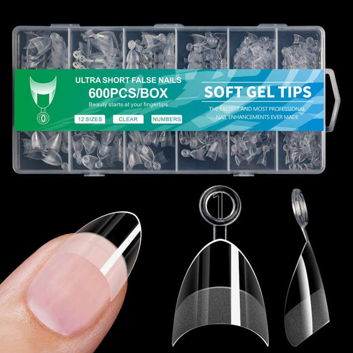 600pcs /Box Ultra Short False Nail Tips Extension Clear No Scratch Traceless Frosted Manicure Sal...