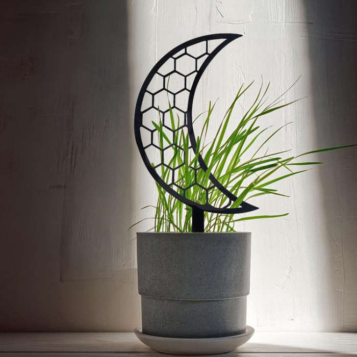 Plastic Moon Climbing Stands Balcony Pot Plant Hauling Gardening Decorative Flower Holder(White)