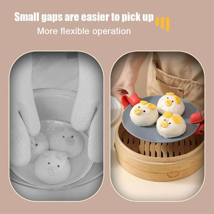 2pcs /Pack Silicone 3-Finger Anti-Scalding Clip Heat Resistant Gloves Bowl Dish Lifter(Purple)