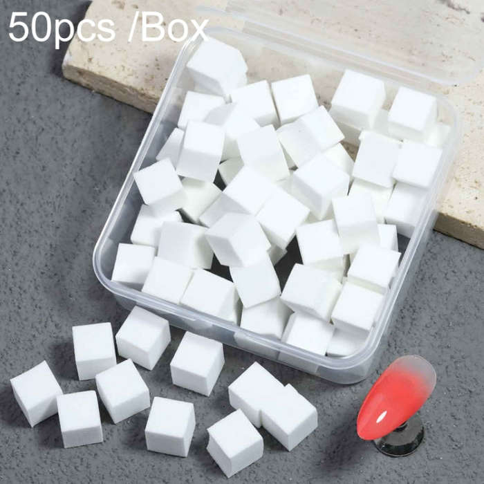 50pcs /Box 1cm Mini Nail Art Sponges Gradient Aura Effect Designs Manicure Brush Tool(White)