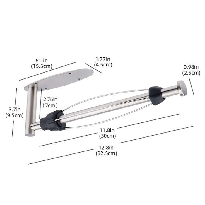 Kitchen Stainless Steel Paper Towel Holder With Damping Cabinet No Punch Roll Paper Cling Film Ho...