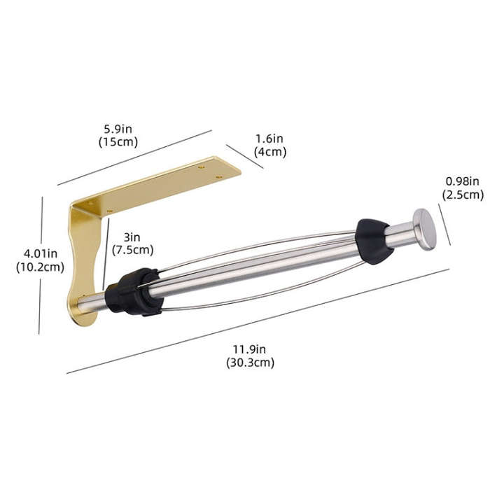 Kitchen Stainless Steel Paper Towel Holder With Damping Cabinet No Punch Roll Paper Cling Film Ho...