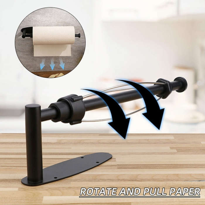 Kitchen Stainless Steel Paper Towel Holder With Damping Cabinet No Punch Roll Paper Cling Film Ho...