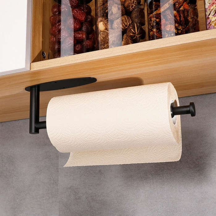Kitchen Stainless Steel Paper Towel Holder With Damping Cabinet No Punch Roll Paper Cling Film Ho...
