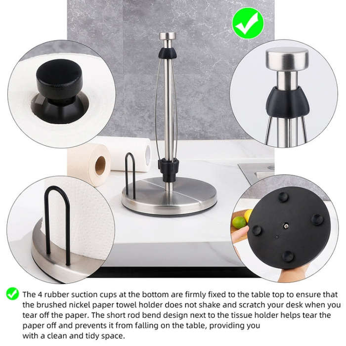 Household Stainless Steel Vertical Paper Towel Holder With Damping Dining Table Kitchen No Punch ...