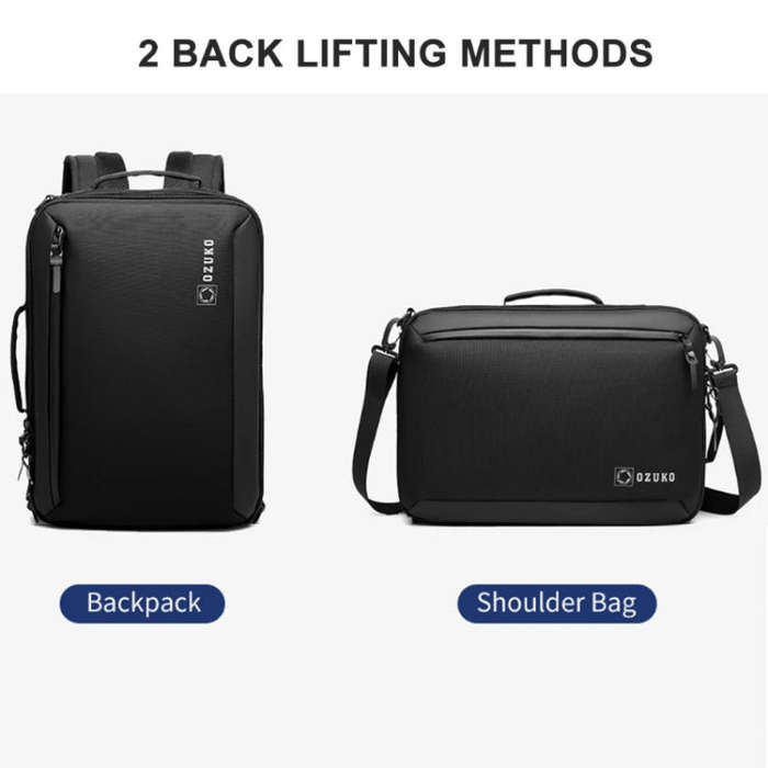 Ozuko Business Laptop USB Backpack Men Schoolbag(Black)