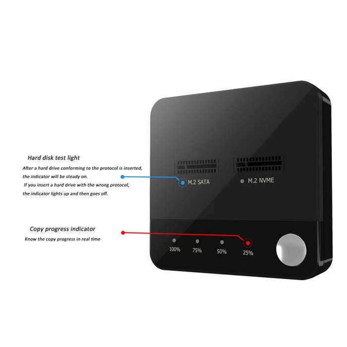 SSD Copy Machine M.2 SATA/NVME Mutual Copy Clone Online Read / Write HDD Enclosure