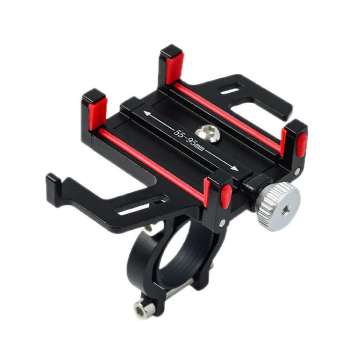 Aluminum Alloy Motorcycle Bicycle Navigation Mobile Phone Holder(Red)